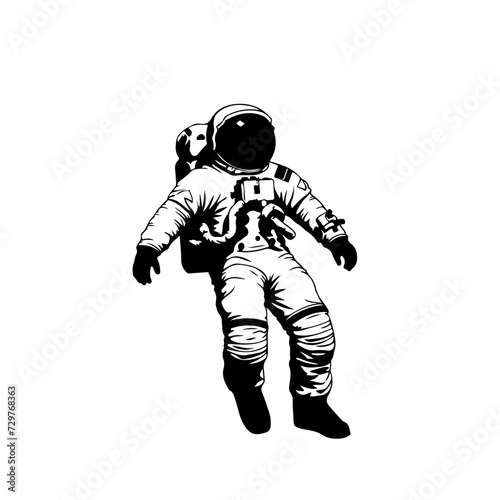 Astronaut Floating Logo Monochrome Design Style