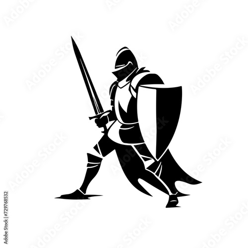 Attacking Knight Logo Monochrome Design Style