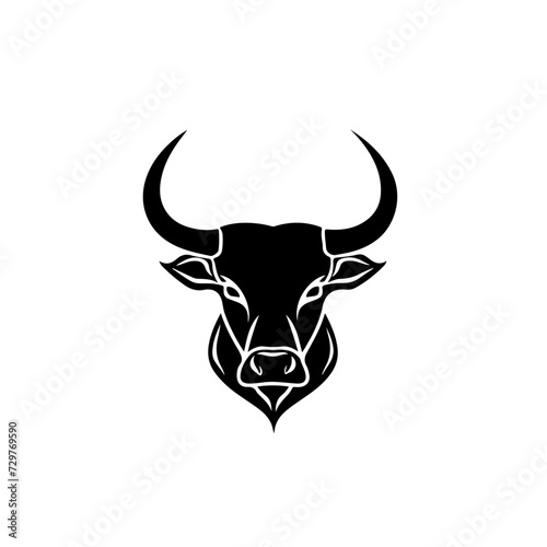 Bull Head Silhouette Logo Monochrome Design Style