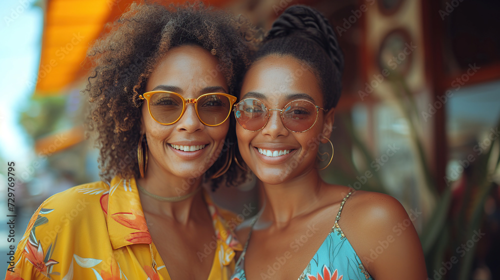 Obraz premium Happy mother and daughter enjoying conversation while spending Mother's Day together in a coffee shop.