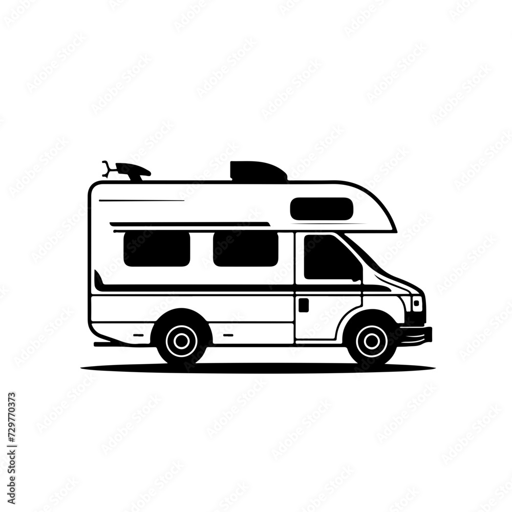 Camper Car Logo Monochrome Design Style