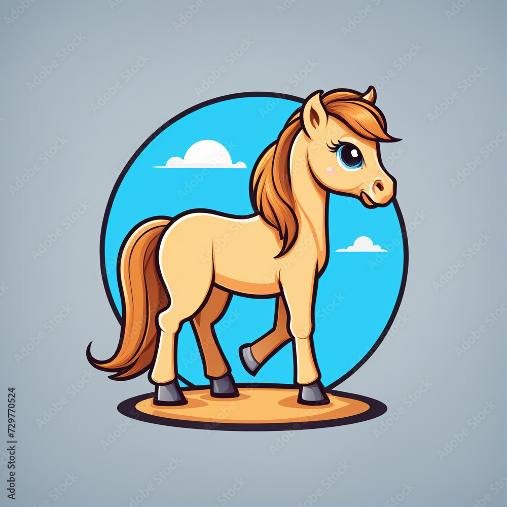 cute cartoon pony icon isolated on simple background.generative AI cute cartoon pony icon isolated on simple background.generative AI