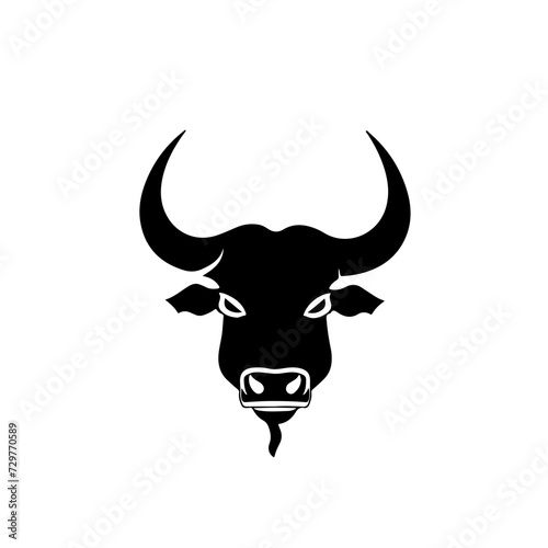 Cape Buffalo Head Logo Monochrome Design Style photo