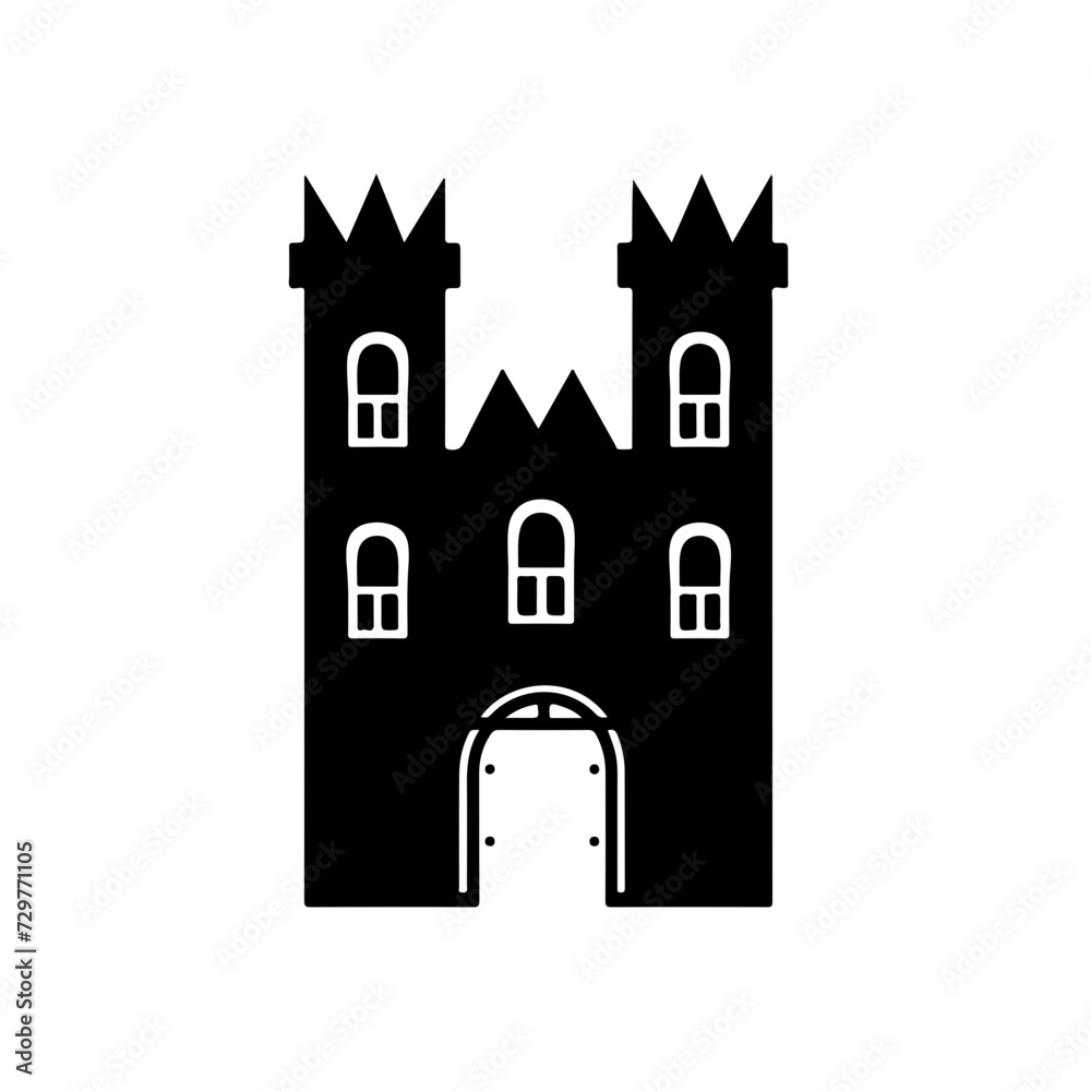 Castle Doors Logo Monochrome Design Style