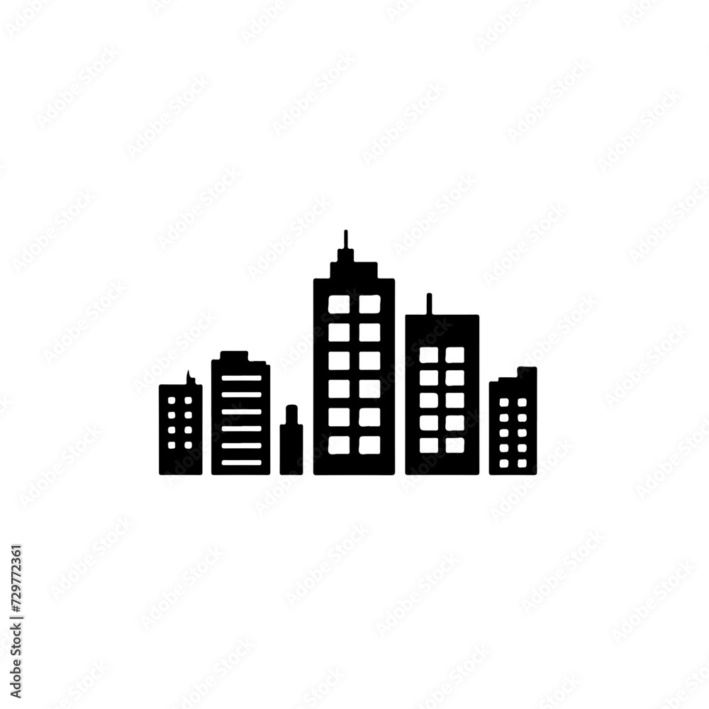 City Street Block Logo Monochrome Design Style