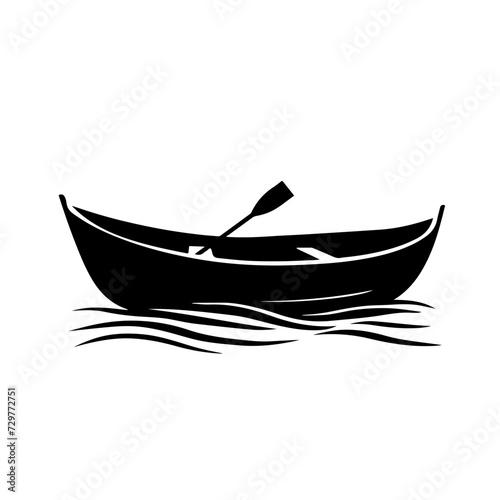 Coble Boat Logo Monochrome Design Style