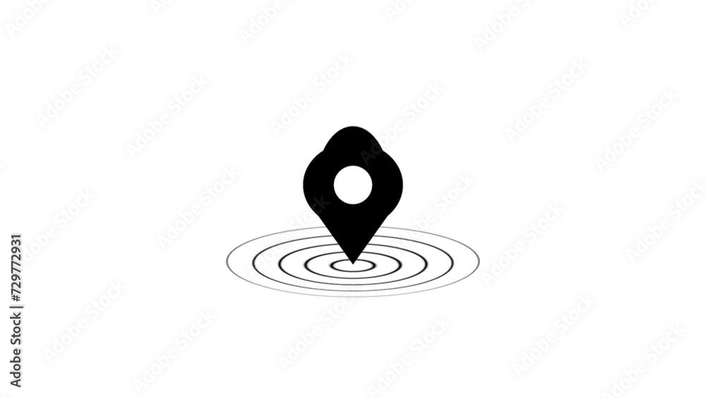 GPS location icon animation with radio wave on white background. GPS location icon animation with radio wave on white background.
