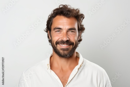 Portrait of a handsome man with beard and mustache smiling at the camera © Chacmool