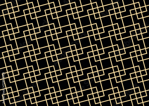 The geometric pattern with lines. Seamless vector background. Golden and black texture. Graphic modern pattern. Simple lattice graphic design