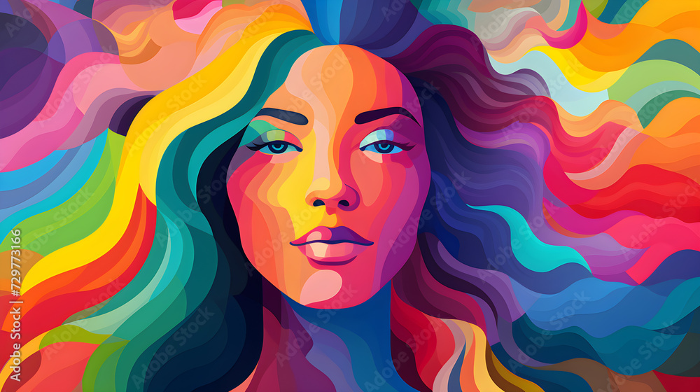 deib diversity, equity, inclusion, and belonging concept. colorful woman face illustration.