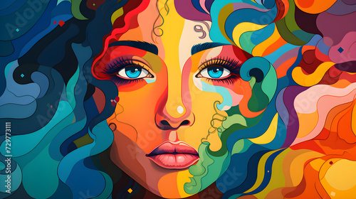 deib diversity  equity  inclusion  and belonging concept. colorful woman face illustration.