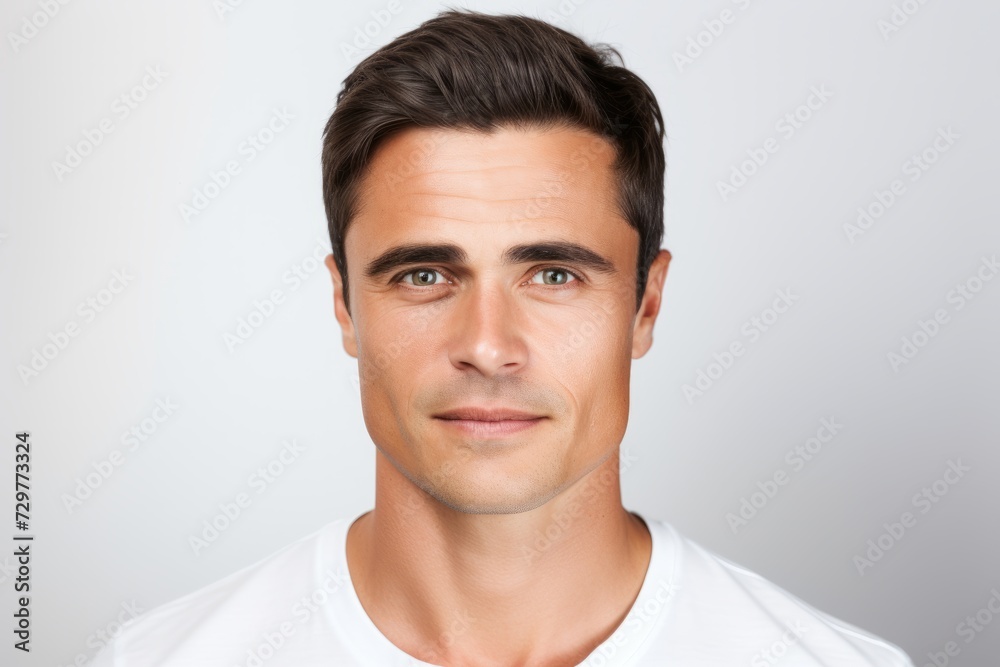 Closeup portrait of a handsome young man in white t-shirt Closeup portrait of a handsome young man in white t-shirt