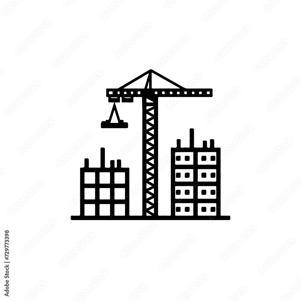 Construction Site Office Logo Monochrome Design Style