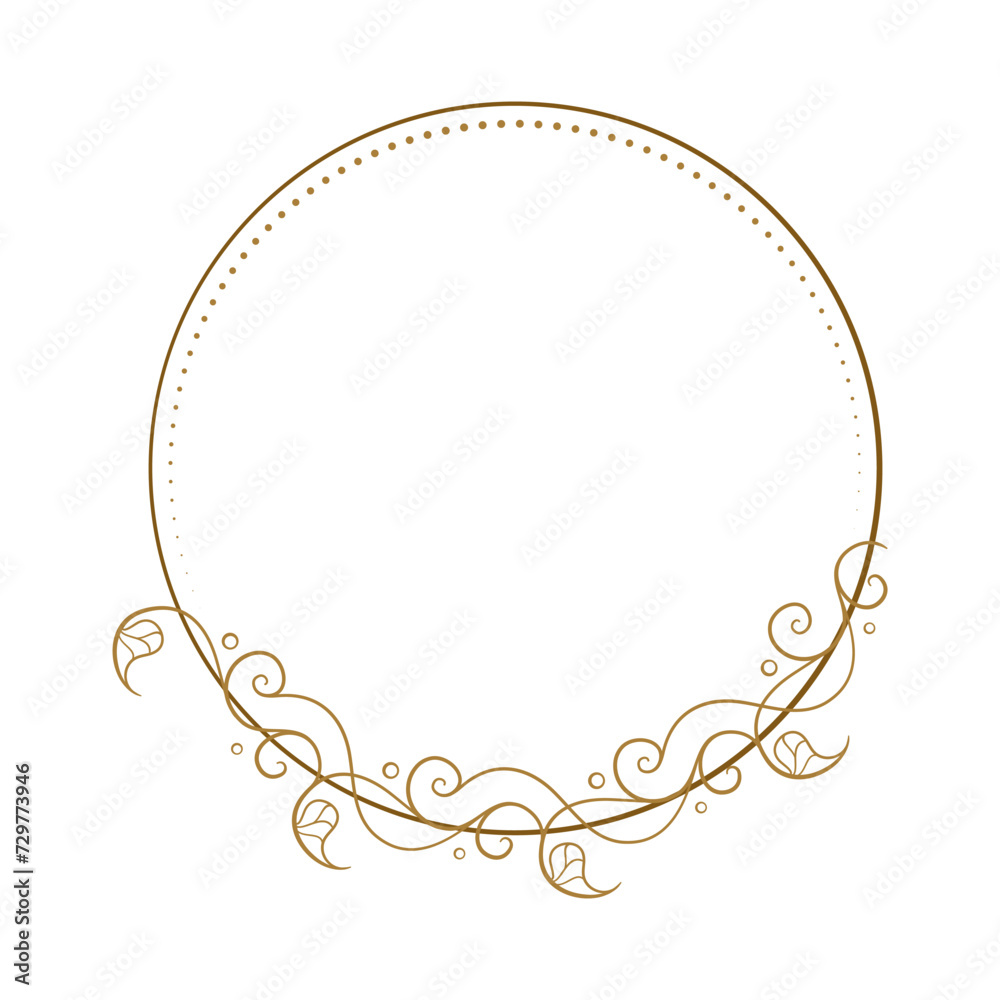 Vector round gold floral frame with ivy leaves decoration. Luxury wreath template for invitations and greeting cards. Vector round gold floral frame with ivy leaves decoration. Luxury wreath template for invitations and greeting cards.