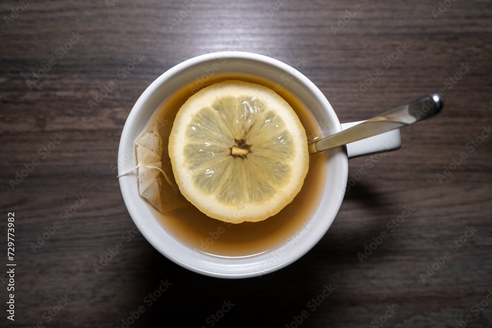 Hot tea with lemon slices Hot tea with lemon slices