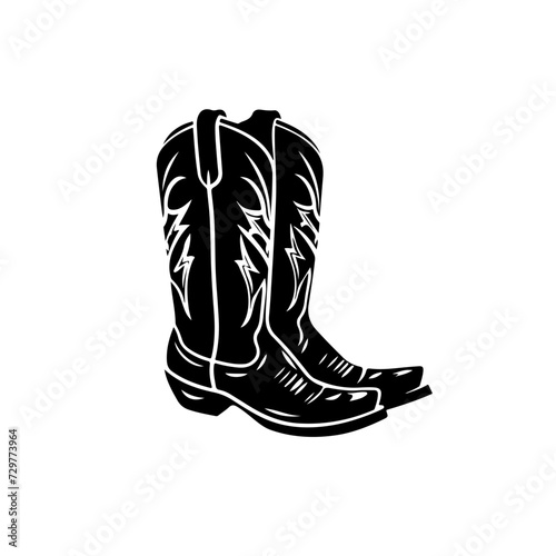 Cowboy Boots Logo Monochrome Design Style