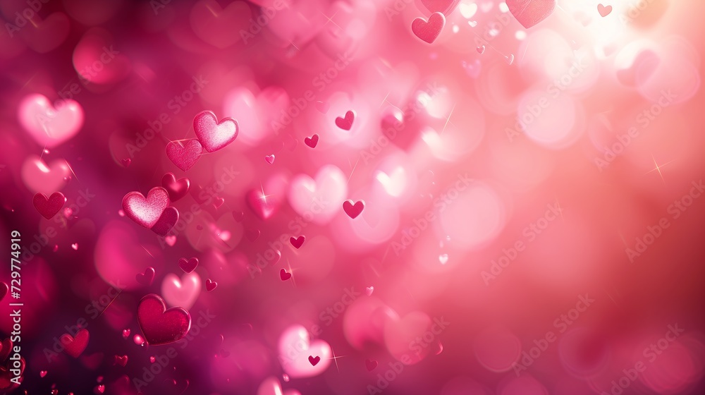 hearts flying air pink background header rounded shapes sparse floating particles ratio young loving eyes spangle beams centered