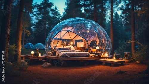 campsite geodesic glamping bubble dome