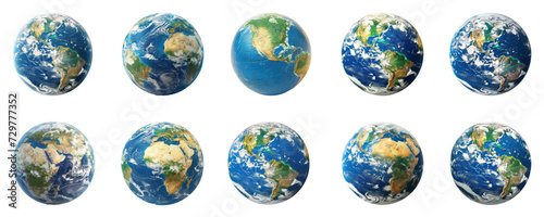 Collection of planet earth on transparency background PNG