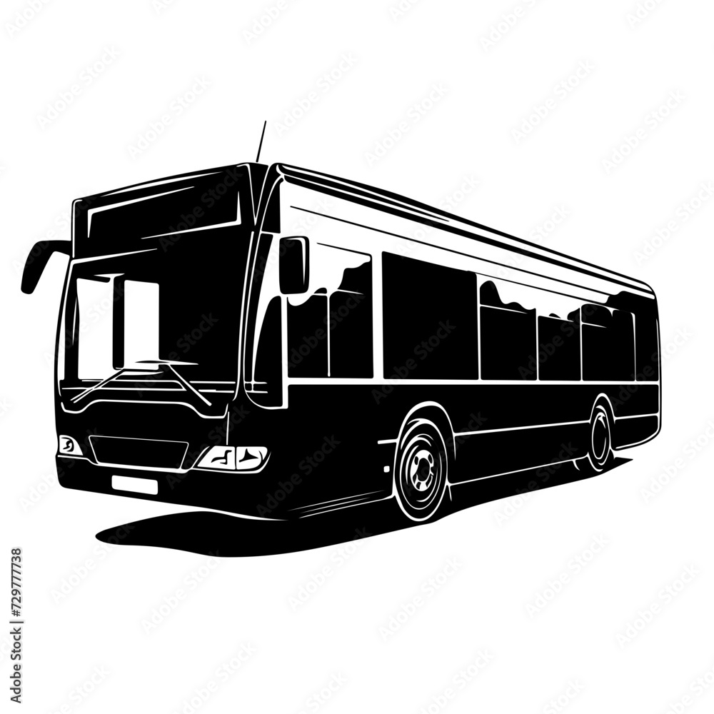 bus with white background Logo Monochrome Design Style