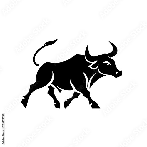 Bull in simple and stylized form Logo Monochrome Design Style