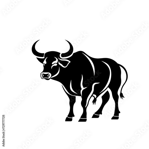 Bull in simple style Logo Monochrome Design Style