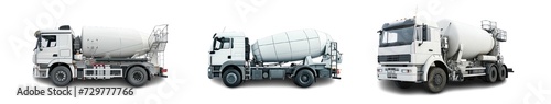 Collection of PNG. Concrete mixer truck isolated on a transparent background.