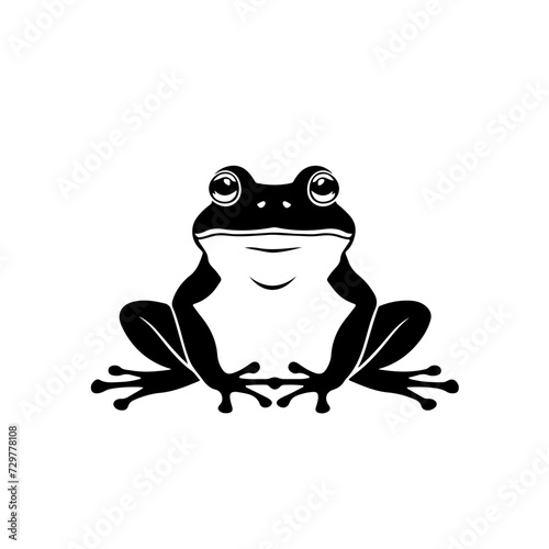 Cute Frog Logo Monochrome Design Style