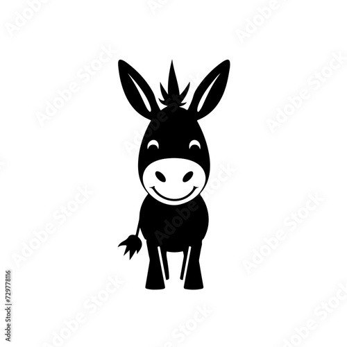 Cute Donkey Logo Monochrome Design Style