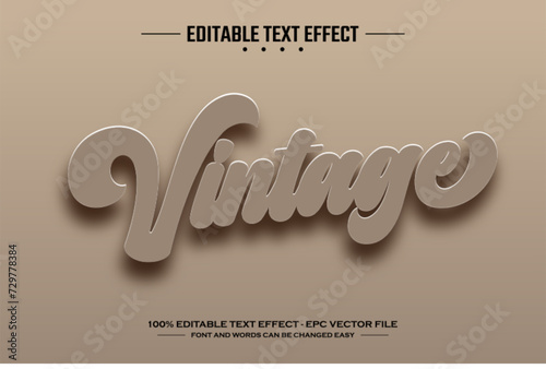 Vintage 3D editable text effect template photo