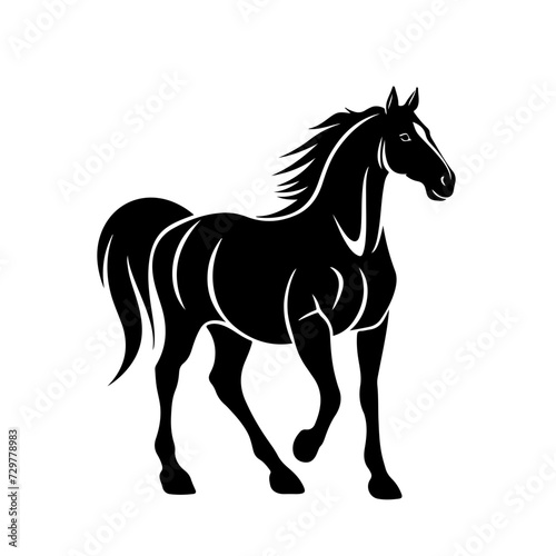 horse in motion Logo Monochrome Design Style