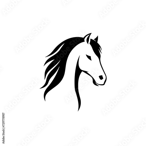 Fototapeta Naklejka Na Ścianę i Meble -  Horse head in profile Logo Monochrome Design Style