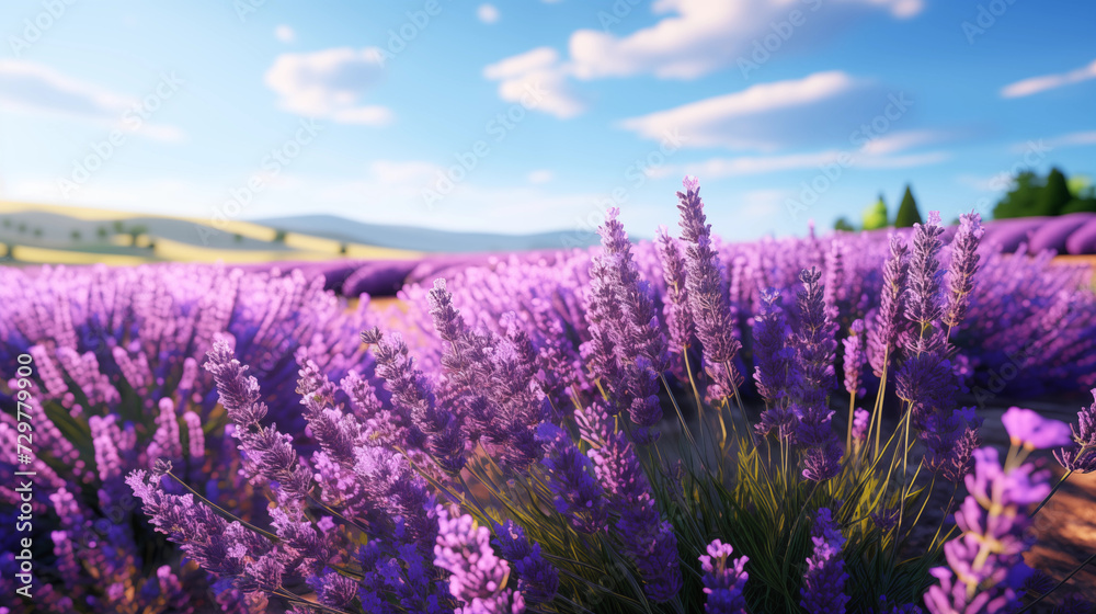Obraz premium Illustrating Lavender Beauty: High-Resolution Close-Up of Enchanting Fields in Detailed Landscape Photography