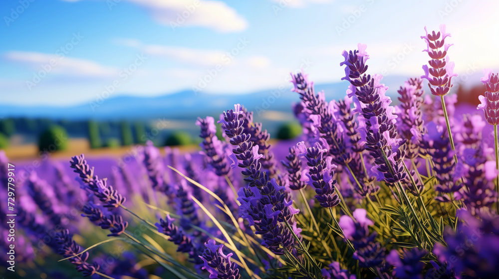 Obraz premium Lavender Bliss: Detailed Close-Up Landscape Photo Exuding Beauty and High Resolution