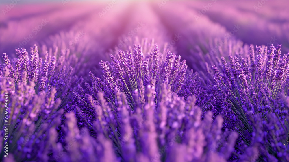 Fototapeta premium Captivating Lavender: Illustrating Fields in High-Resolution Close-Up Landscape Photography with Detail