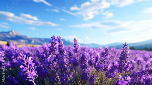 Enchanting Lavender  A Close-Up Illustration of Fields Captured in High-Resolution Landscape Photography