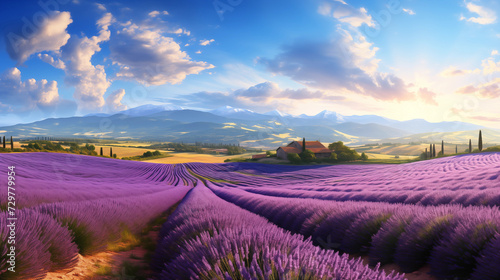 Lavender Close-Up  Detailed Illustration of Fields in High-Resolution Landscape Photography