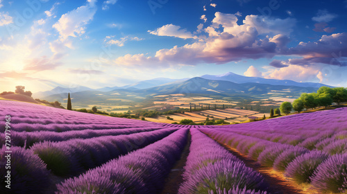 Lavender Beauty Unveiled: High-Detail Landscape Photo Showcasing Close-Up Views with High Resolution