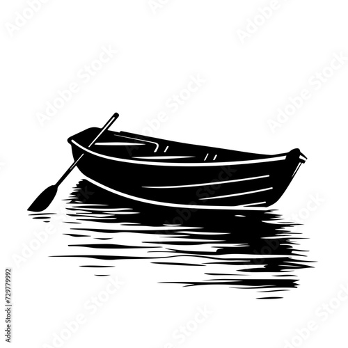 Swamp Boat Logo Monochrome Design Style