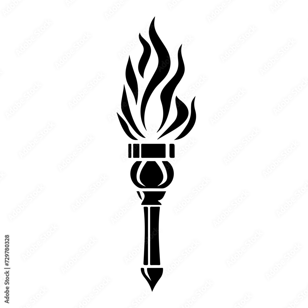 Torch Logo Monochrome Design Style - obrazy, fototapety, plakaty 