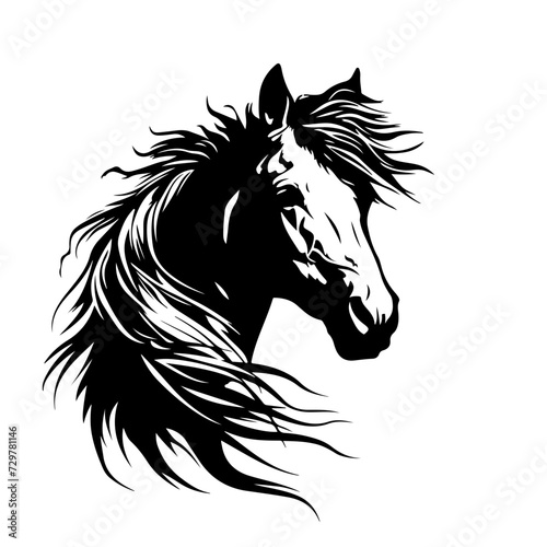 Wild Horse Logo Monochrome Design Style