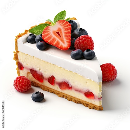 Illustration slices of cheese cake isolated in white background