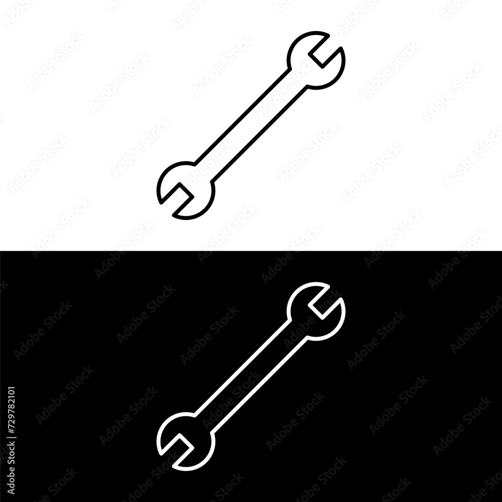 Wrench Icon in trendy flat style isolated on white and black background Wrench Icon in trendy flat style isolated on white and black background
