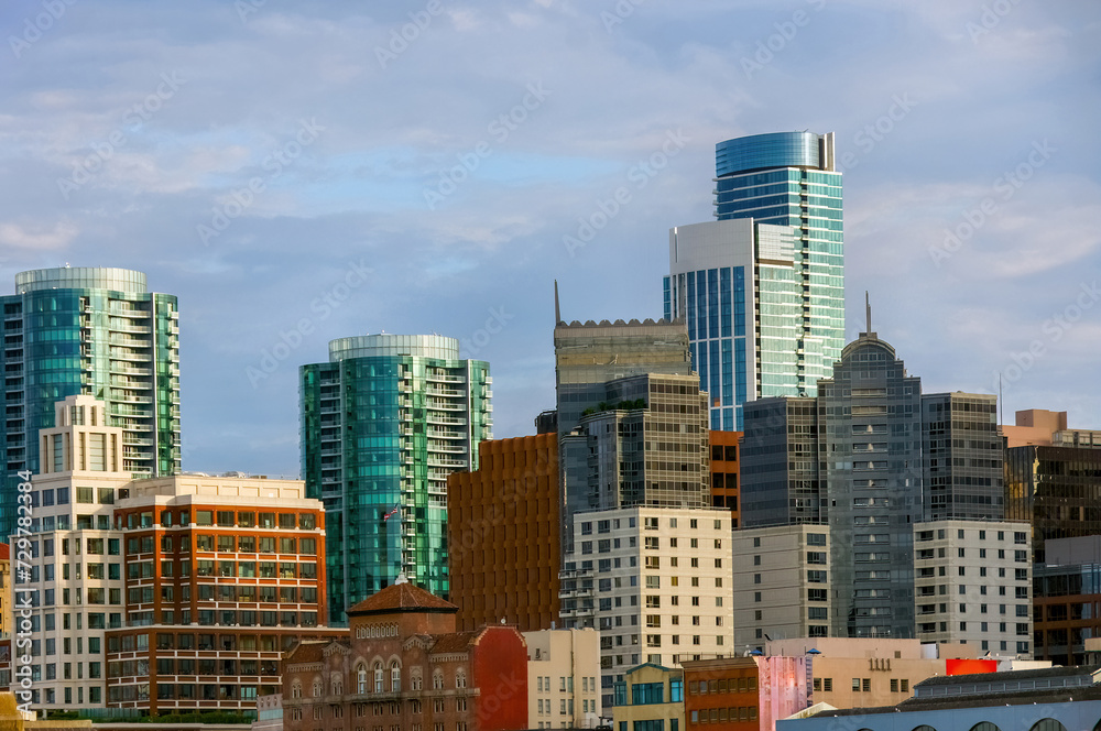 San Francisco Skyscrapers via San Francisco Bay. San Francisco Skyscrapers via San Francisco Bay.