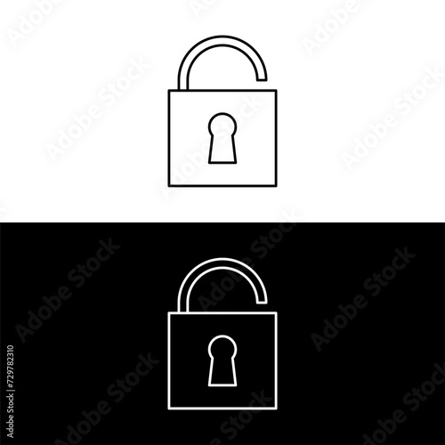 Padlock Web line icon on white and black background