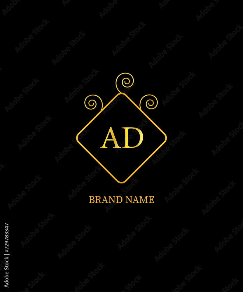AD Letter Logo Design. Creative Initials Letter Concept. AD Icon Design