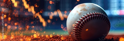 Sports betting concept with charts and graphs showing wins, losses, and odds with baseball equipment © Brian