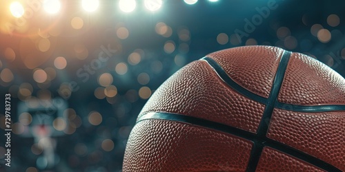 Sports betting concept with charts and graphs showing wins, losses, and odds with basketball equipment photo