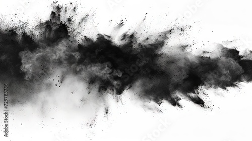 Black smoke and chalk dust on white background photo