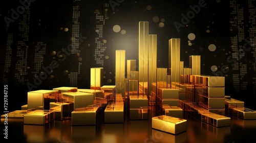 Saving money for a good financial future Saving money ,Storing gold is a form of saving money and the price of gold rises and falls according to the market price,saving concept Generative AI